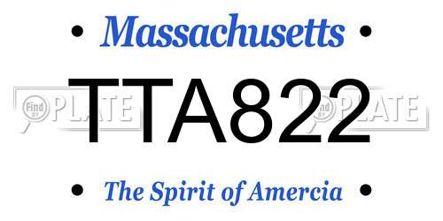 TTA822 Massachusetts License Plate