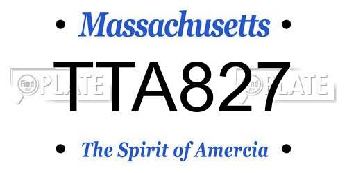 TTA827 Massachusetts License Plate