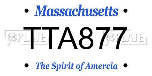 TTA877 Massachusetts License Plate
