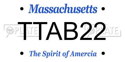 TTAB22 Massachusetts License Plate