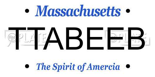 TTABEEB Massachusetts License Plate