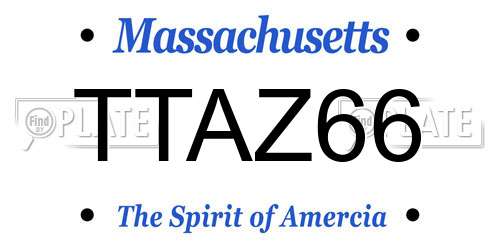 TTAZ66 Massachusetts License Plate