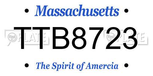 TTB8723 Massachusetts License Plate