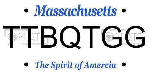 TTBQTGG Massachusetts License Plate