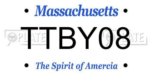 TTBY08 Massachusetts License Plate