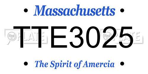 TTE3025 Massachusetts License Plate