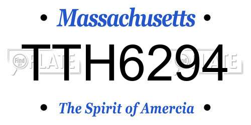 TTH6294 Massachusetts License Plate