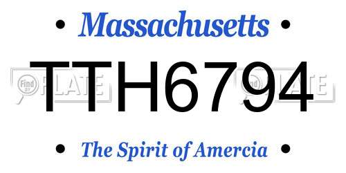 TTH6794 Massachusetts License Plate