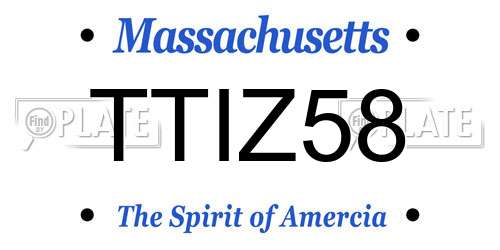 TTIZ58 Massachusetts License Plate