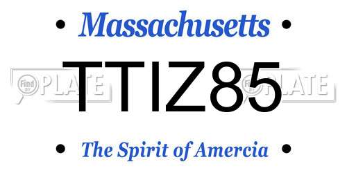 TTIZ85 Massachusetts License Plate