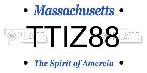 TTIZ88 Massachusetts License Plate
