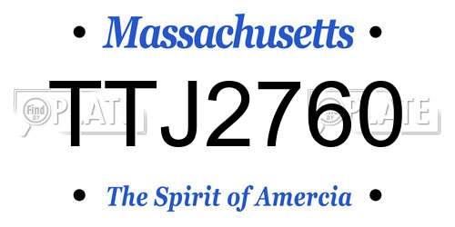 TTJ2760 Massachusetts License Plate