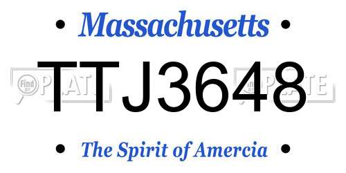 TTJ3648 Massachusetts License Plate
