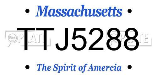 TTJ5288 Massachusetts License Plate