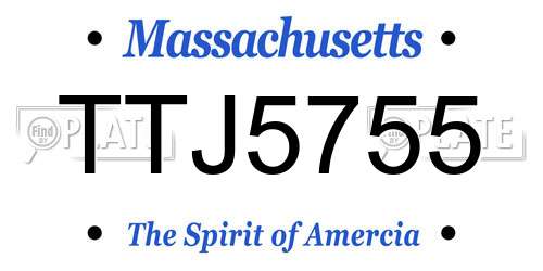 TTJ5755 Massachusetts License Plate