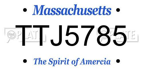 TTJ5785 Massachusetts License Plate