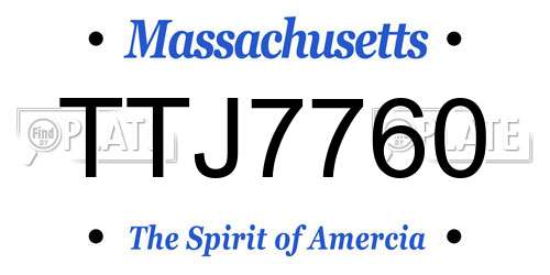 TTJ7760 Massachusetts License Plate