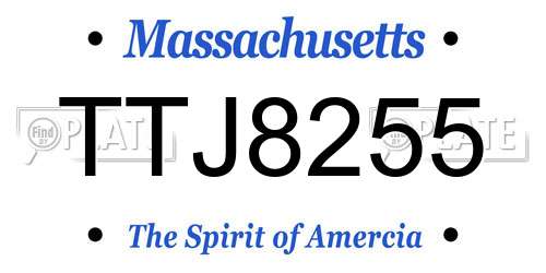 TTJ8255 Massachusetts License Plate