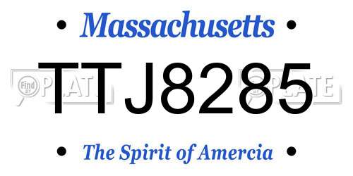 TTJ8285 Massachusetts License Plate