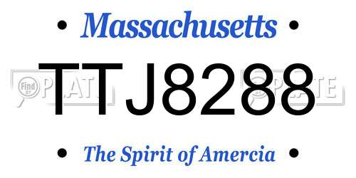 TTJ8288 Massachusetts License Plate