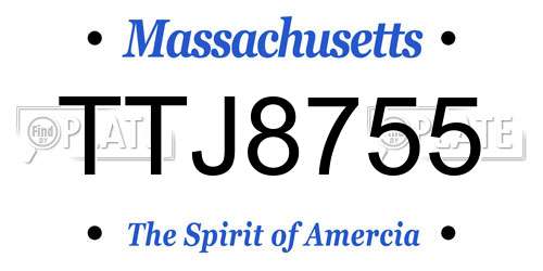 TTJ8755 Massachusetts License Plate