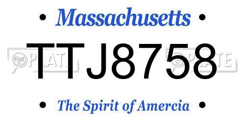 TTJ8758 Massachusetts License Plate