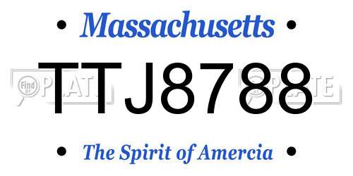 TTJ8788 Massachusetts License Plate