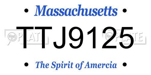 TTJ9125 Massachusetts License Plate