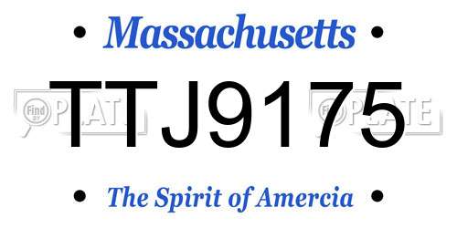 TTJ9175 Massachusetts License Plate
