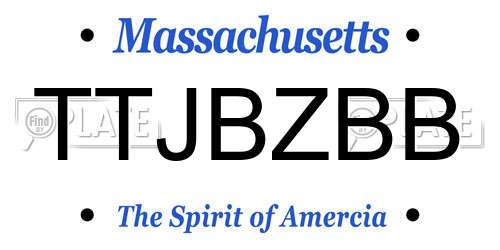 TTJBZBB Massachusetts License Plate