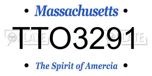 TTO3291 Massachusetts License Plate