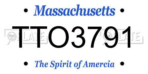 TTO3791 Massachusetts License Plate