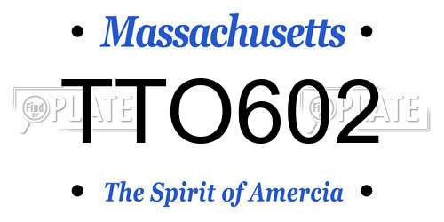 TTO602 Massachusetts License Plate