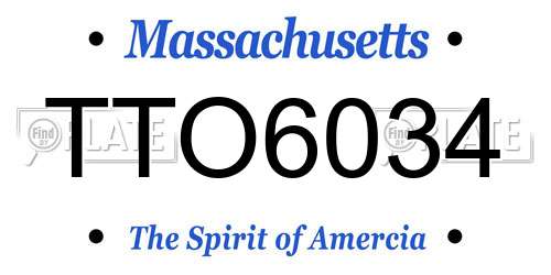 TTO6034 Massachusetts License Plate