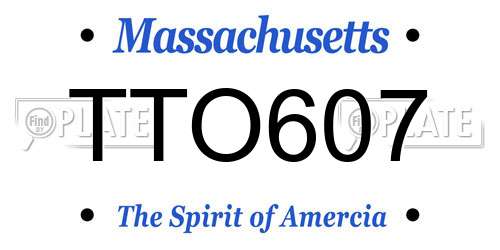 TTO607 Massachusetts License Plate