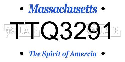 TTQ3291 Massachusetts License Plate