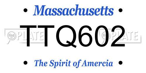 TTQ602 Massachusetts License Plate