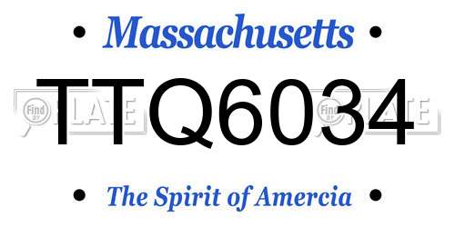 TTQ6034 Massachusetts License Plate