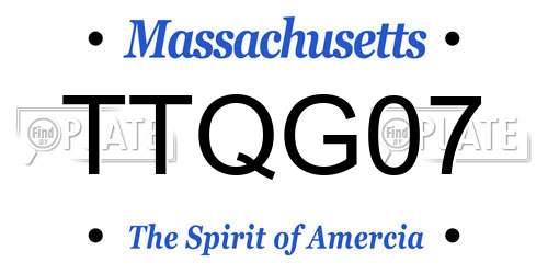 TTQG07 Massachusetts License Plate