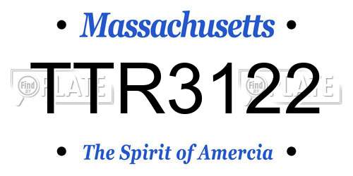 TTR3122 Massachusetts License Plate
