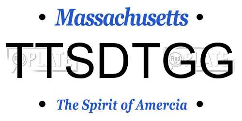 TTSDTGG Massachusetts License Plate