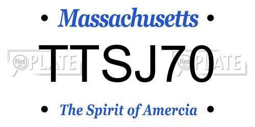 TTSJ70 Massachusetts License Plate