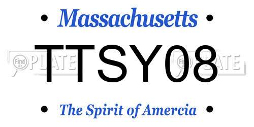 TTSY08 Massachusetts License Plate