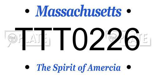 TTT0226 Massachusetts License Plate