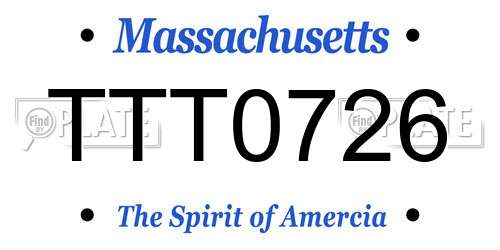 TTT0726 Massachusetts License Plate