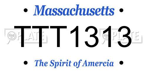 TTT1313 Massachusetts License Plate