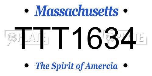 TTT1634 Massachusetts License Plate