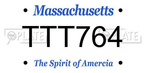 TTT764 Massachusetts License Plate