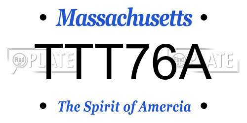 TTT76A Massachusetts License Plate