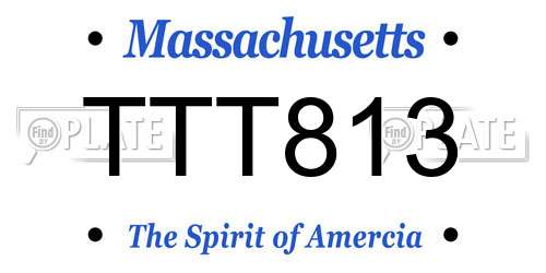 TTT813 Massachusetts License Plate